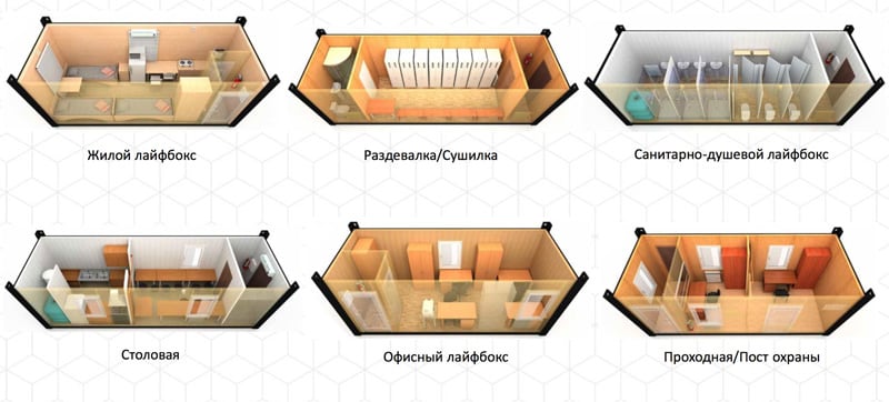 Возможные планировки лайфбоксов Хаски